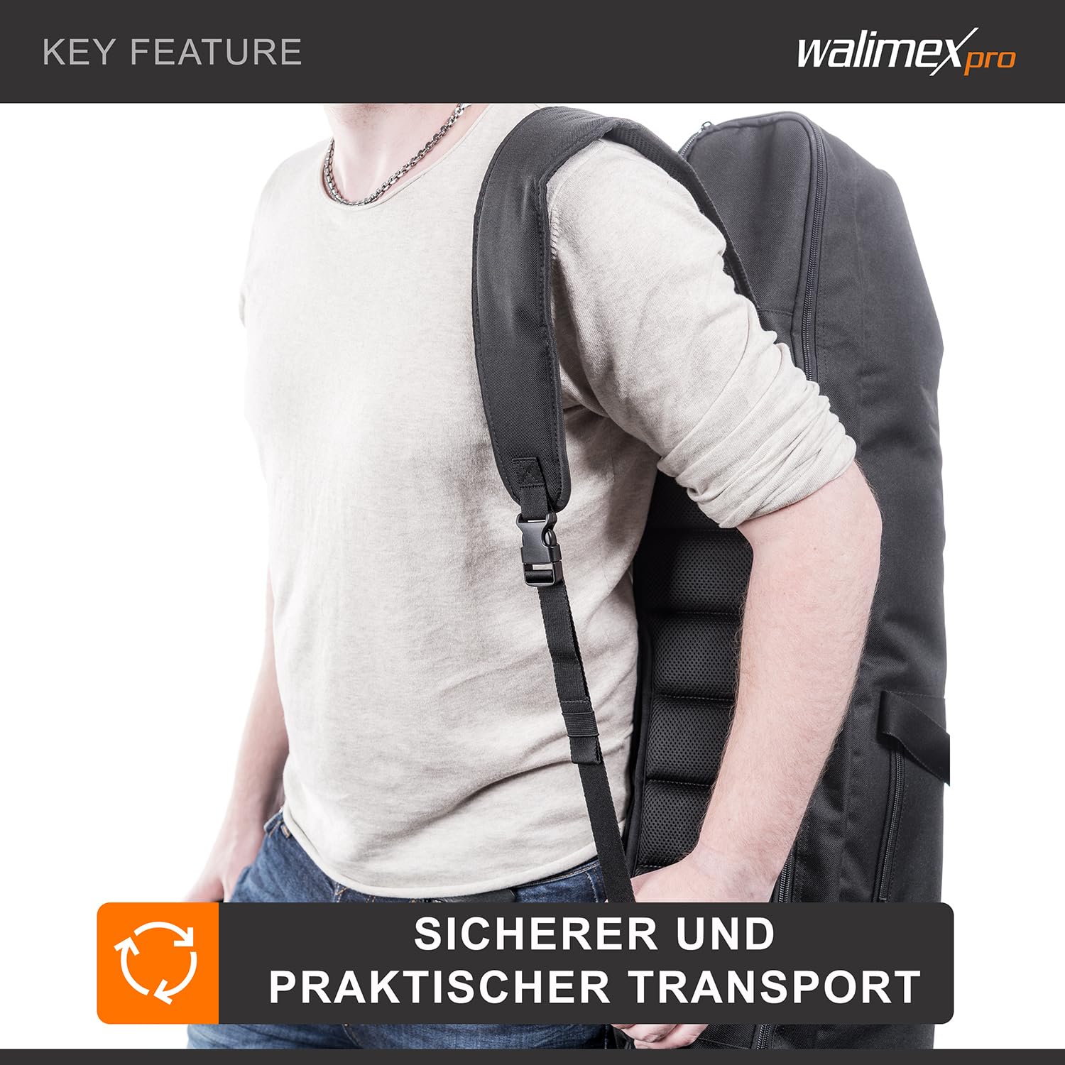 Walimex Pro Guardian Studiotasche – 1100 x 220 x 220 mm – Tasche für Foto Equipment – mit Trenner, Polsterung, Gurt und Reißverschlüssen – Perfekter Schutz für Studioblitze und Kameras