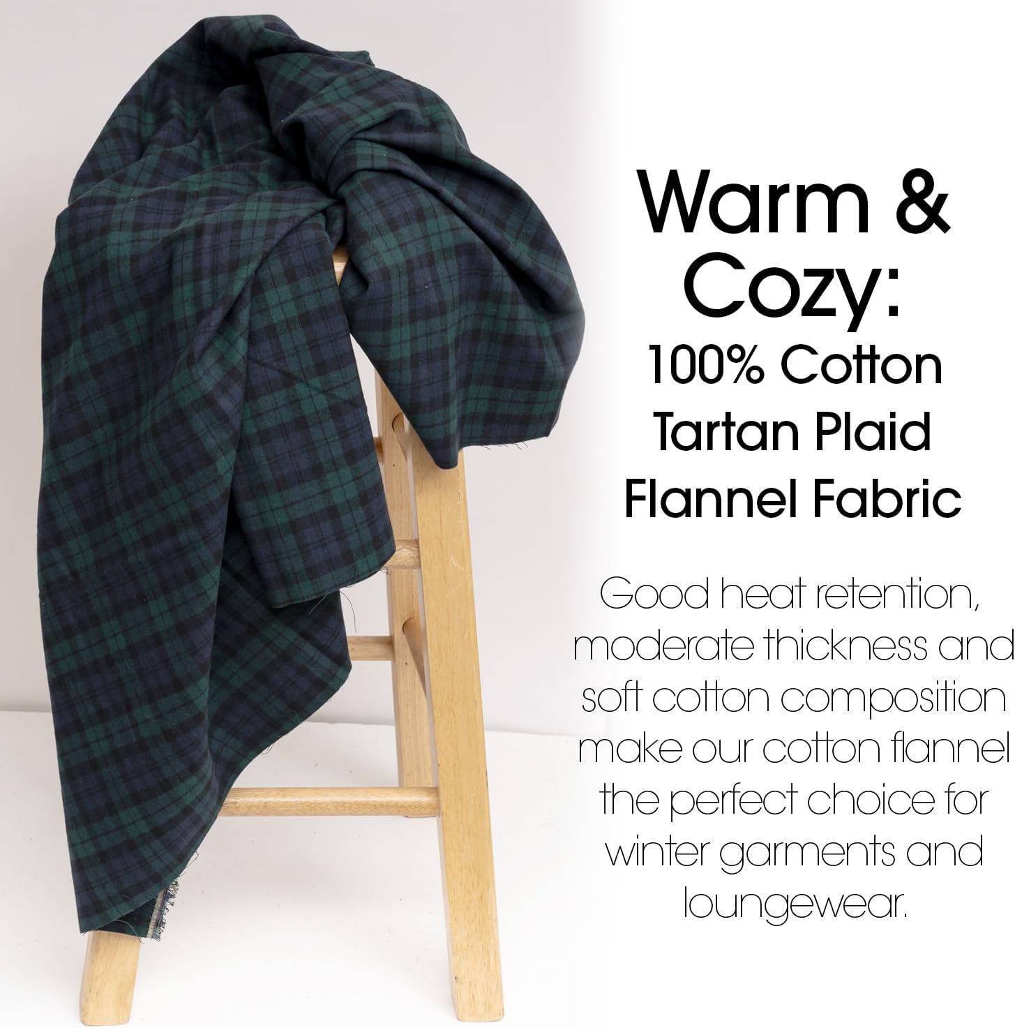 Pico Textiles 3 Yards Bolt Blue and Green Blackwatch Tartan Plaid Flannel Fabric - 60" Wide - 100% Cotton - Sold by The Yard - for Shirts, Scarves, Pajamas & Receiving Blankets