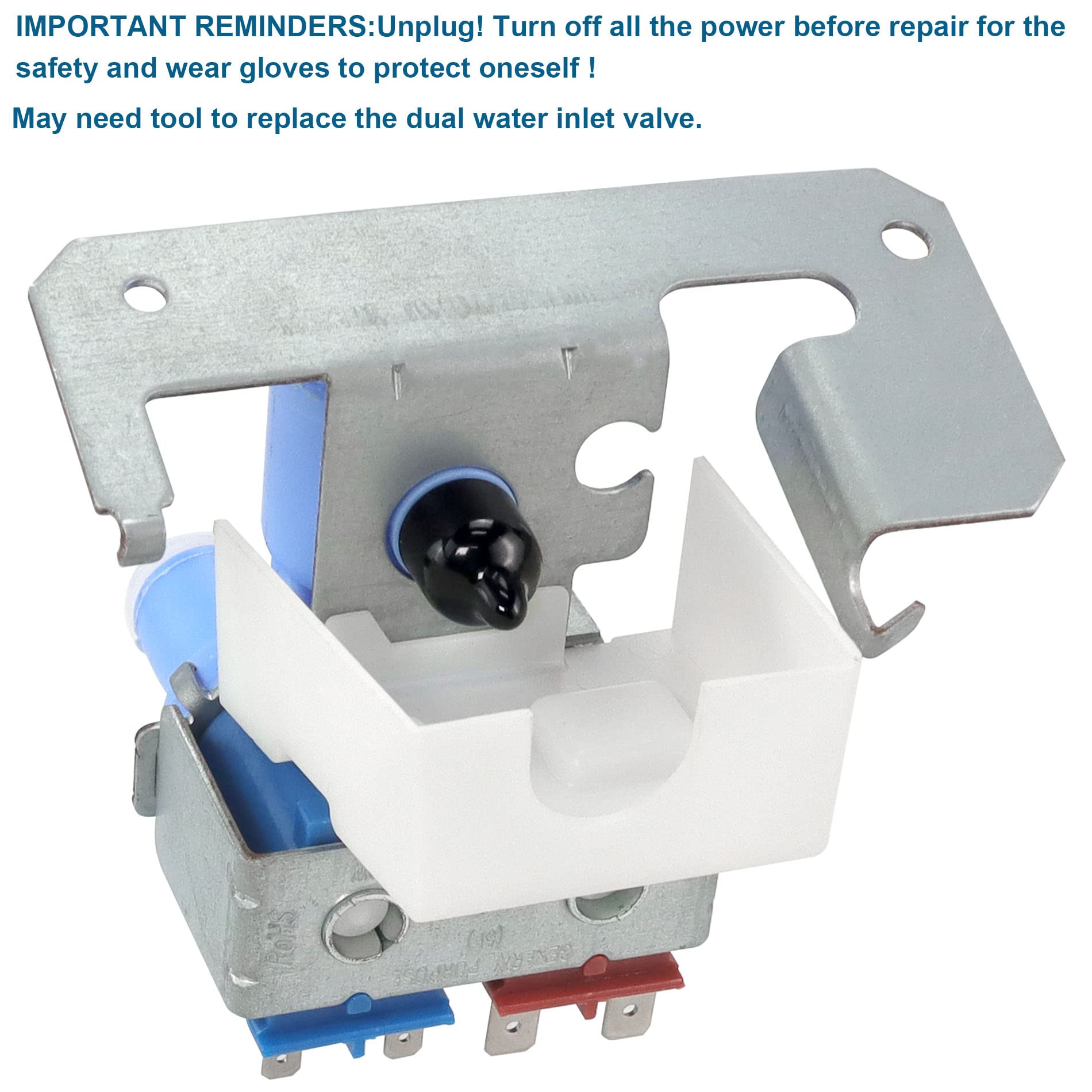 Beaquicy WR57X10051 Válvula De Entrada De Agua Dual Para Refrigerador GE Hot-point Ken-more - Compatible Con Doble Entrada Riv-12ae21 AP3672839 WR57X98 PS901314 WR57X111 ZIS42NYA CST25GRBCWW - Foto 10