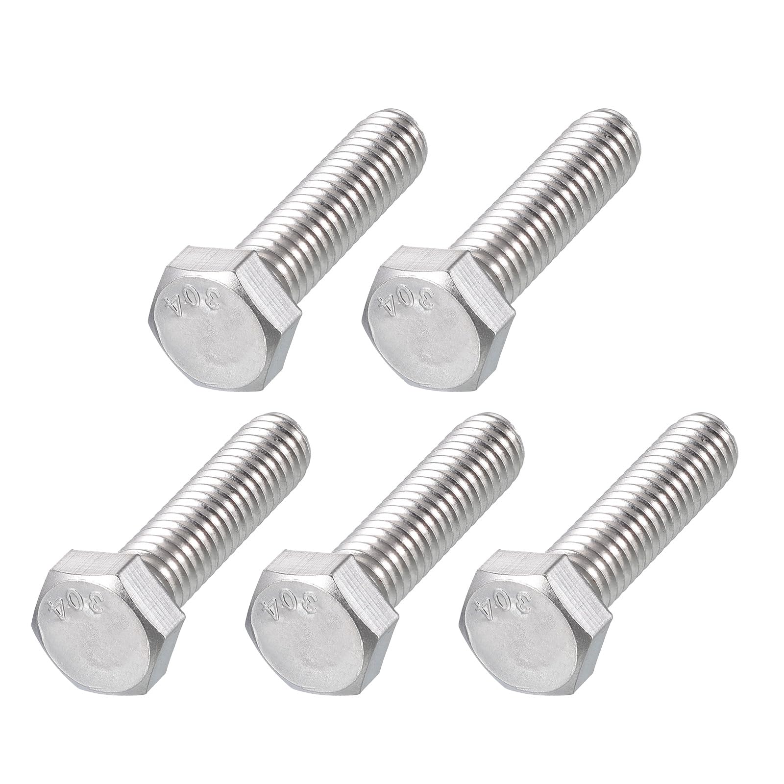 METALLIXITY Hex Head Bolts (5/16-18 x 1-1/4") 5Pcs, 304 Stainless Steel 18-8, Fully Threaded, External Hex Drive