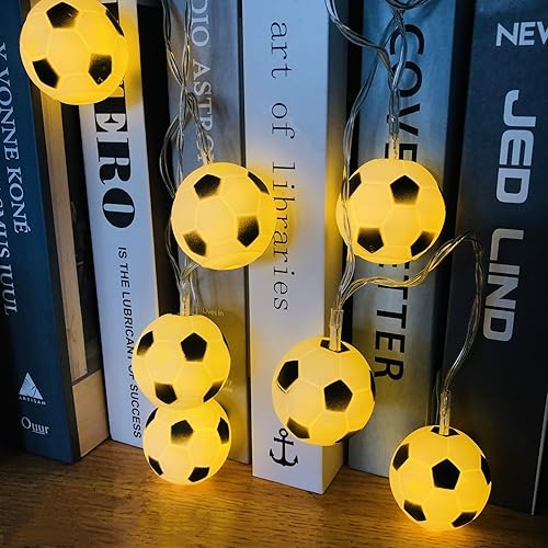 Miniatura 4 de 10 bolas deportivas de 5.4 ft de largo, funciona con pilas, con forma de fútbol, luces LED de noche para Halloween, Navidad, Acción de Gracias,