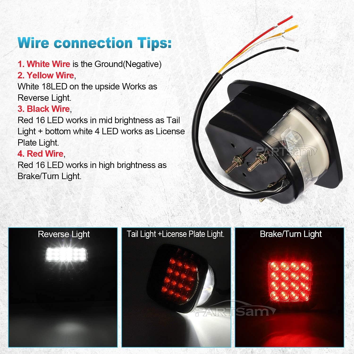 Partsam Replacement for Wrangler TJ Led Lights Kit Smoke Lens - Pair Square Combination Tail Lights + LED Amber Yellow Front Fender Side Marker Lights Lamps Assembly