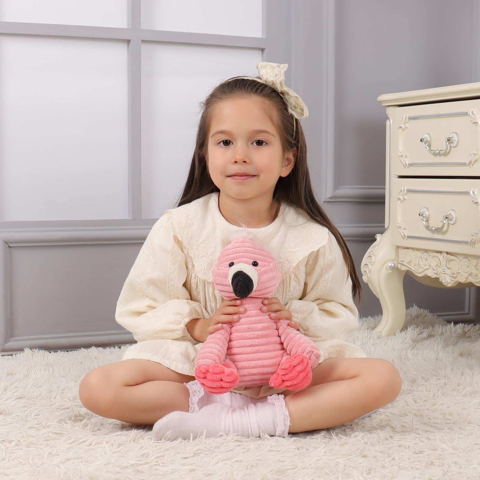 Apricot Lamb Giocattoli Peluche Velluto a coste fenicottero Peluche Morbido Peluche Perfetto per bambini (Velluto a coste fenicottero 22 cm)