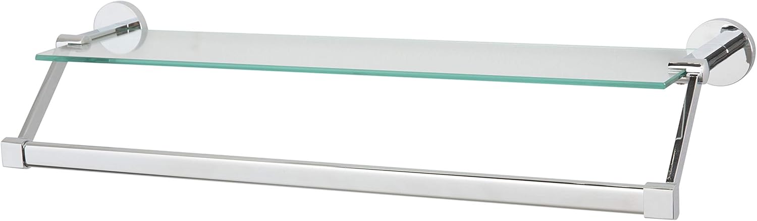 Organize It All Bathroom Glass Shelf with Chrome Towel Bar