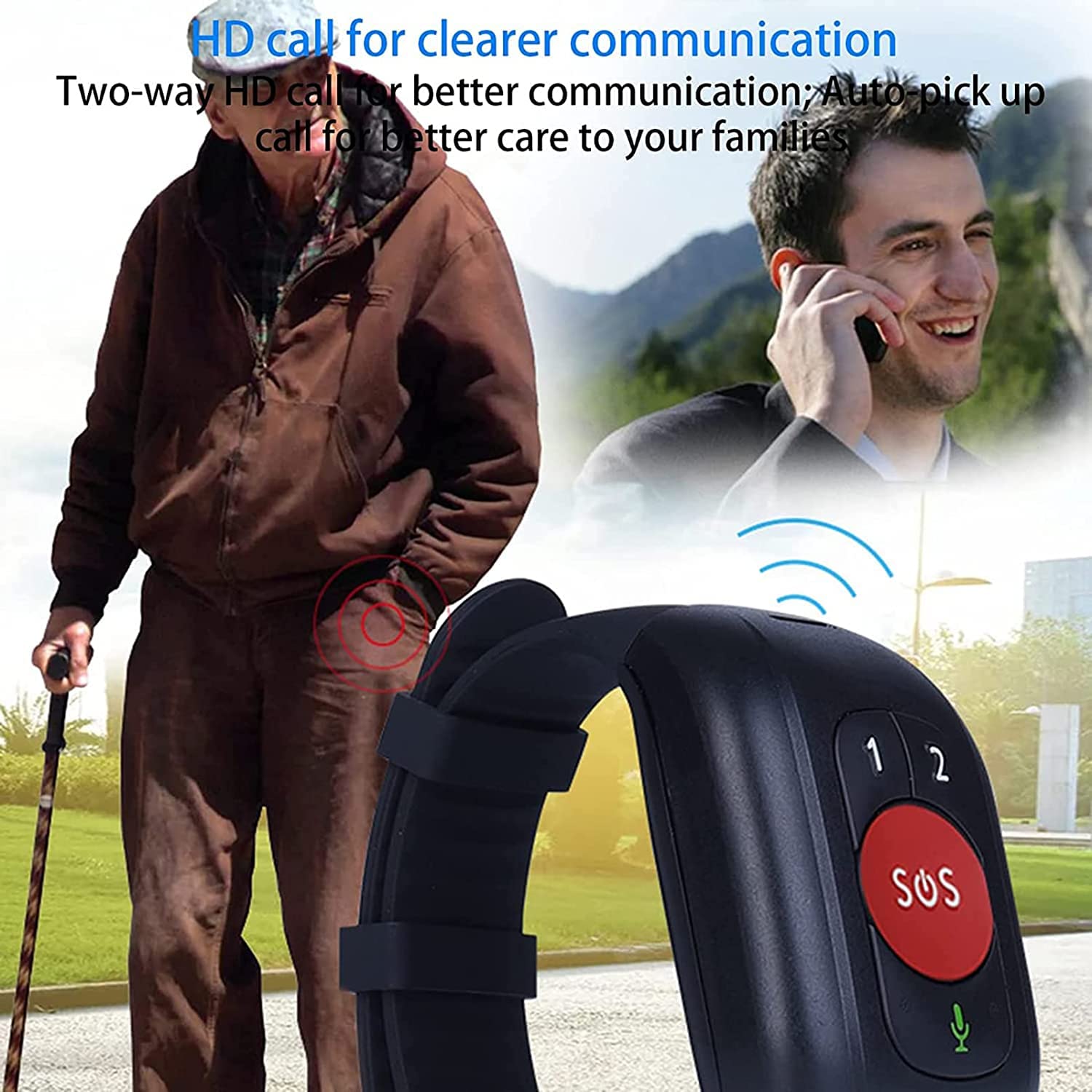 Conectado con la Pulsera Detector de caídas Botón de pánico SOS para Ancianos GPS 4G Llamadas GPS Tracker IP67 Impermeable Podómetro