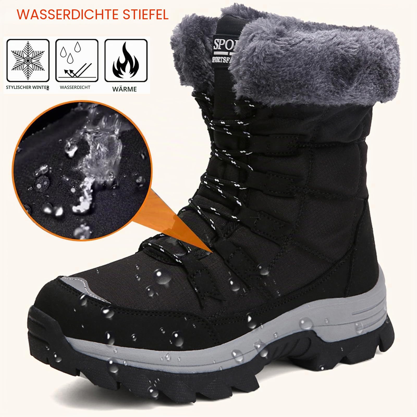 Schneestiefel Damen Winter Warm Gefüttert Outdoor Sneaker Sportschuhe Wasserdicht Trekkingstiefel Wanderstiefel Trekkingschuhe Wanderhalbschuhe Winterschuhe Walkingschuhe Gr.37-43