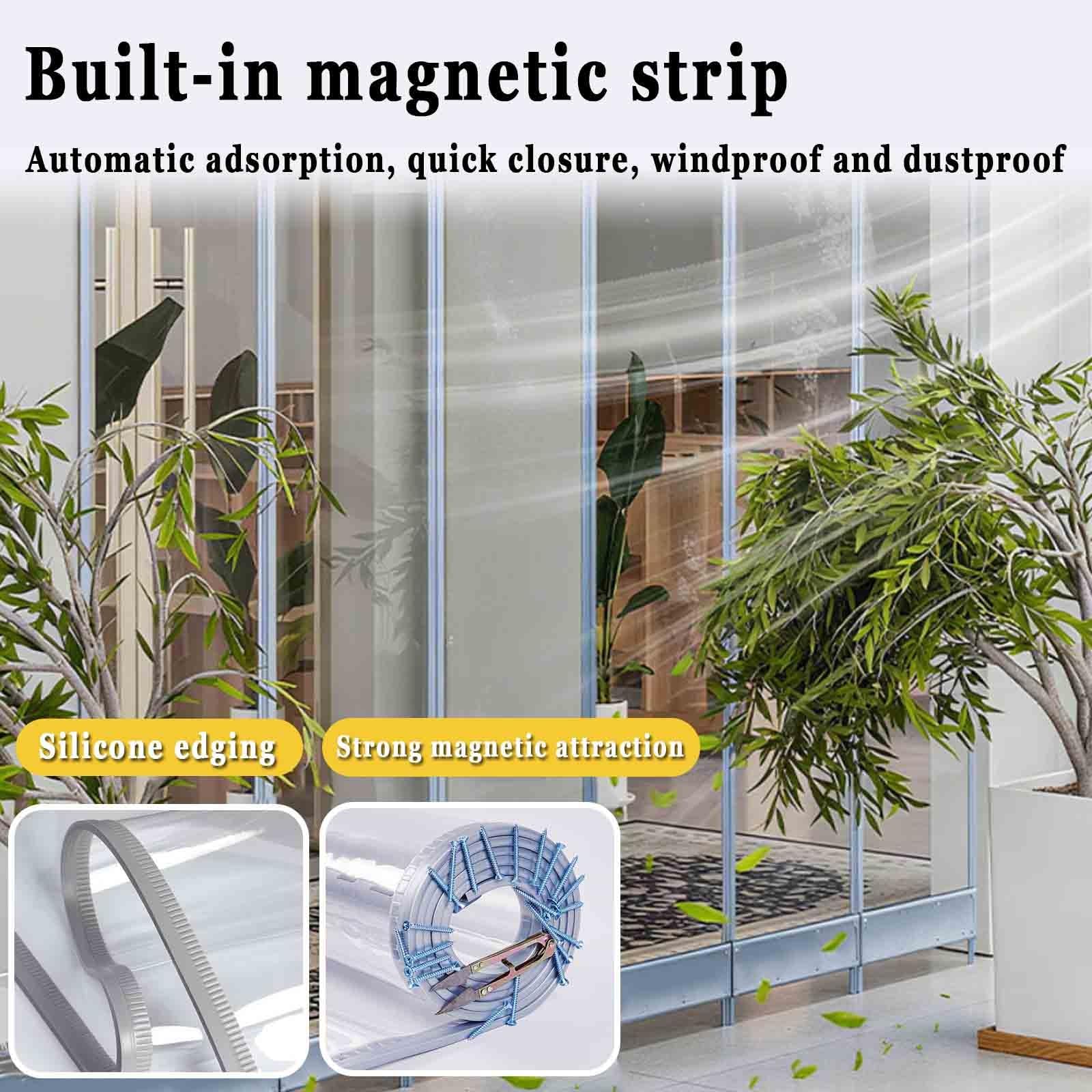 Rideau À Lanière PVC Transparent Rideau De Porte Laniere Plastique Magnétique Thermique Rideaux Coulissants À Lamelles Rideaux D'extérieur Imperméable(0.16cm,W50cmxH240cm)