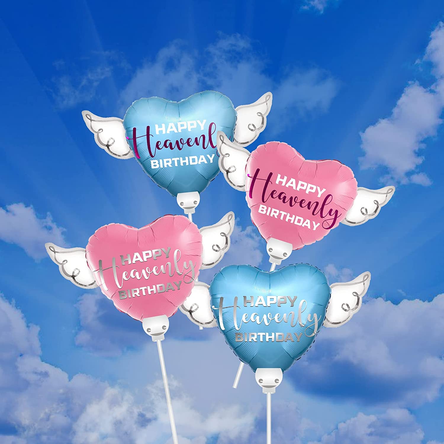 Amazon | Happy Heavenly Birthday ピンク/パープルバルーン