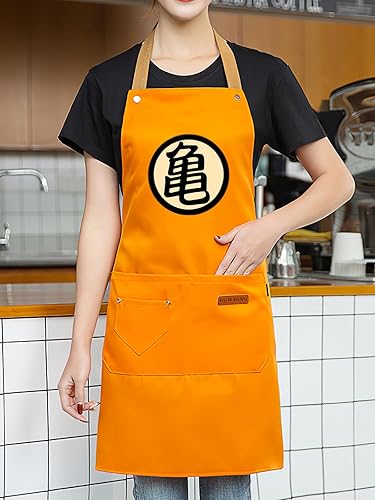 Miniatura 2 de Aiabaleaft Delantal de dibujos animados de anime, resistente a las manchas de agua, naranja, chef, cocina, barbacoa, trabajo, delantales con