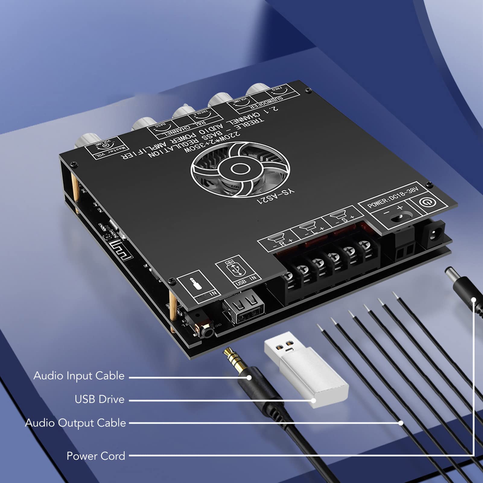 Wzmacniacz Mocy Audio, 220 W + 220 W + 350 W 2.1-kanałowa Płyta Wzmacniacza, z jakością Dźwięku HIFI AUX, kontrolą Aplikacji, do Kina Domowego DIY