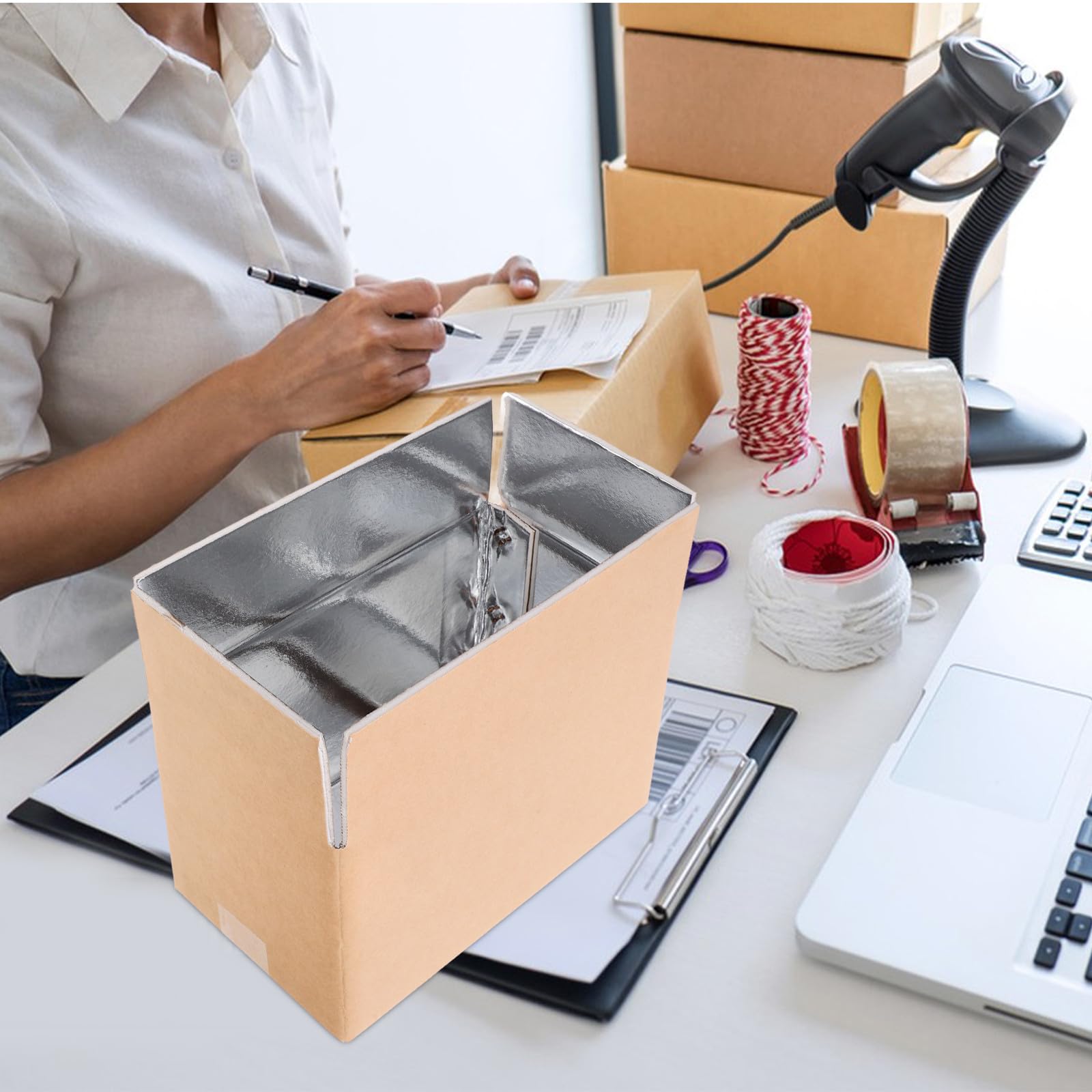 Cajas Isotérmicas de Envío 2 Piezas Forro de Papel Aluminio Tamaño 29X18X20 CM Capacidad 5 Kg Cajas Térmicas Reutilizables para Alimentos Fríos y Mariscos Embalaje Aislante