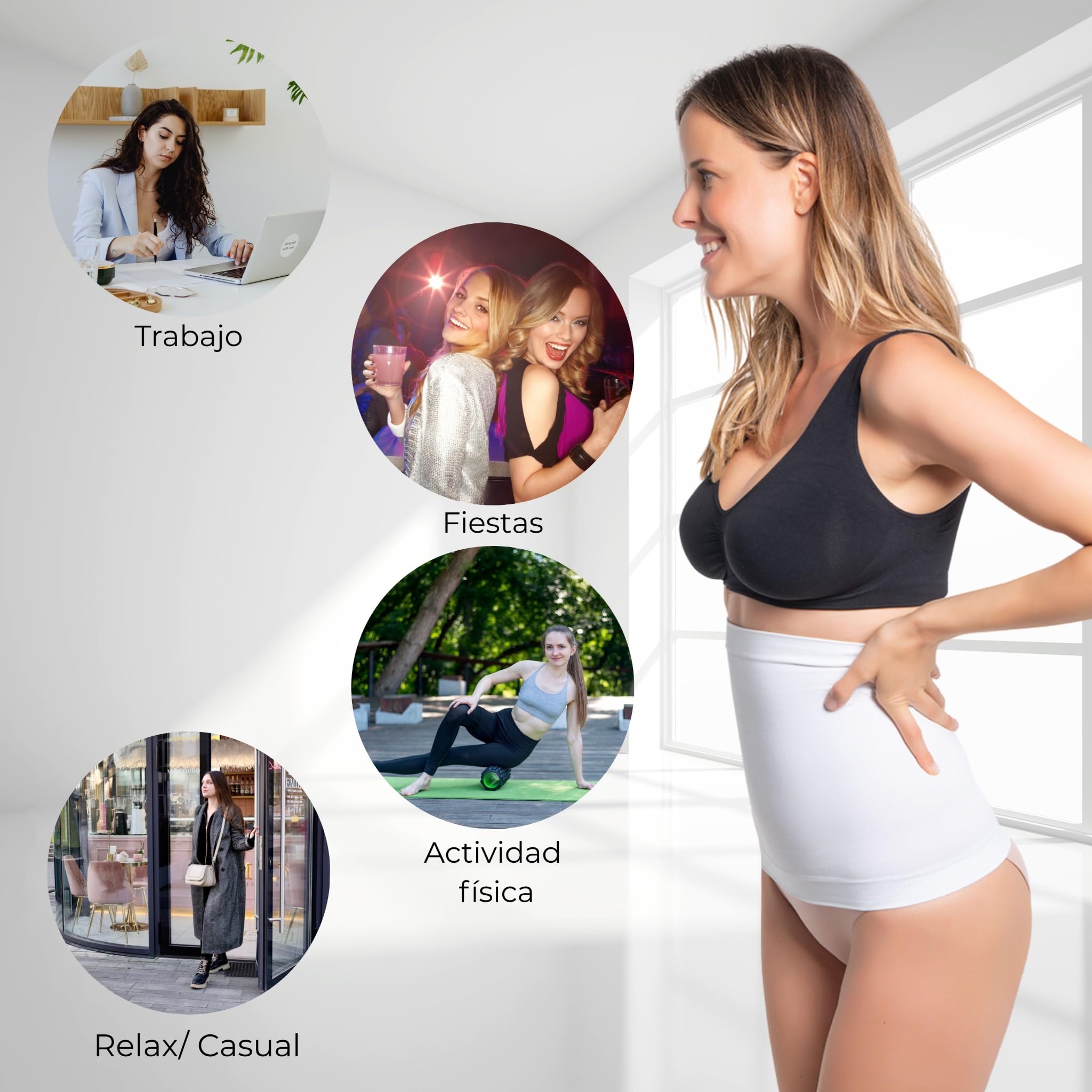 ANAISSA Fajas Reductoras Mujer Amelie. Faja Reductora Mujer Adelgazante Tecnologia FIR Sin Costuras. Cinturilla Reductora Vientre Plano y Reducción de Cintura y Cadera. Activa la Circulación.