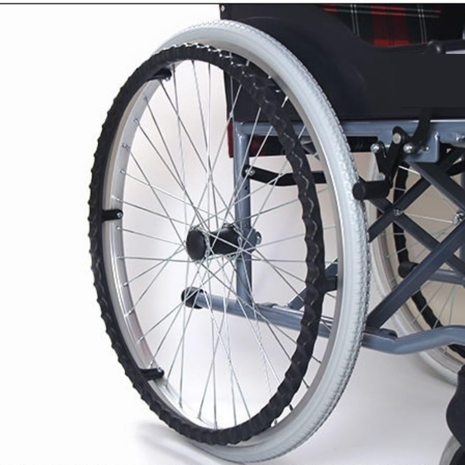 Vollgummireifen for Rollstühle, kein Aufpumpen erforderlich, platzt nie, 20/22/24 Zoll, Schwarz/Grau(Black,24 inches)