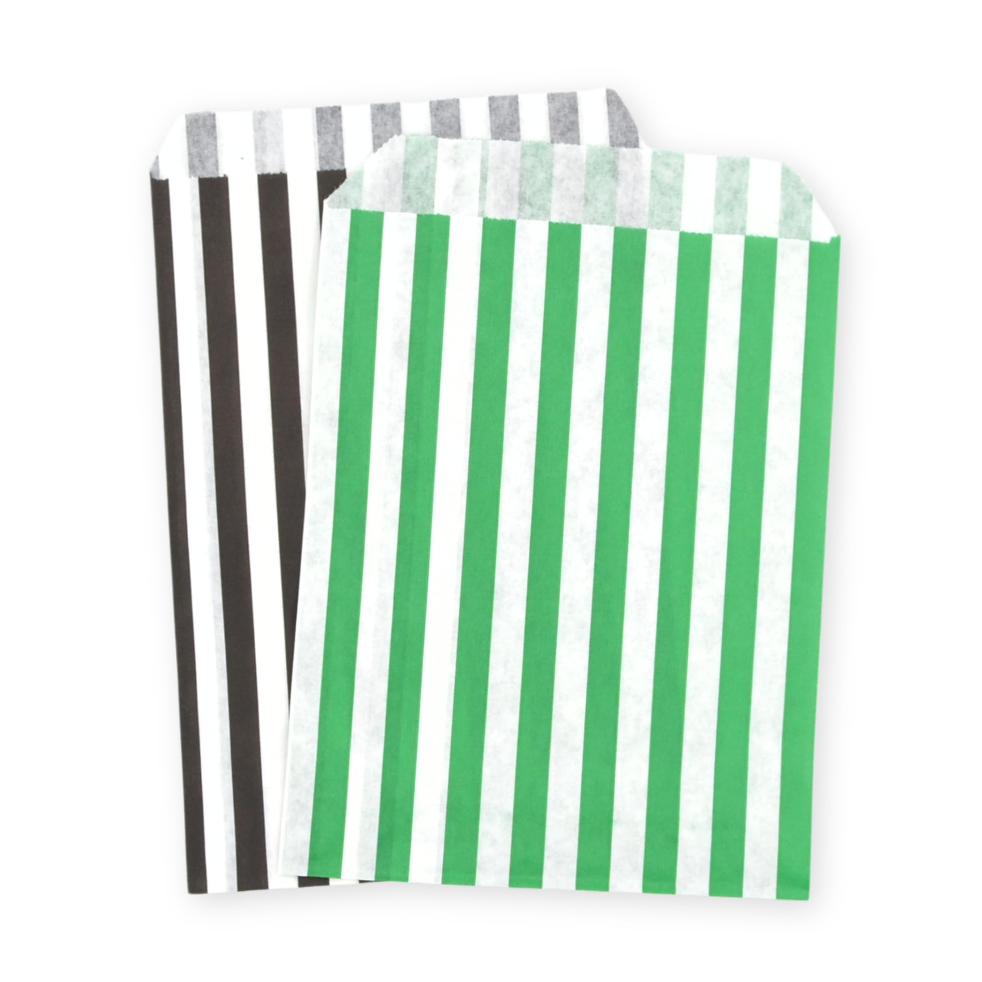 celloexpress 7" x 9" Black & Green Striped Paper Sweet Bags - Classic Confectionery Gift Shop Goodie Party Bags (Pack of 500) — image 1