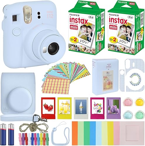 Fujifilm Cámara instantánea Instax Mini 12 + funda de transporte + paquete de película Fuji Instax (40 hojas), paquete de accesorios, filtros de