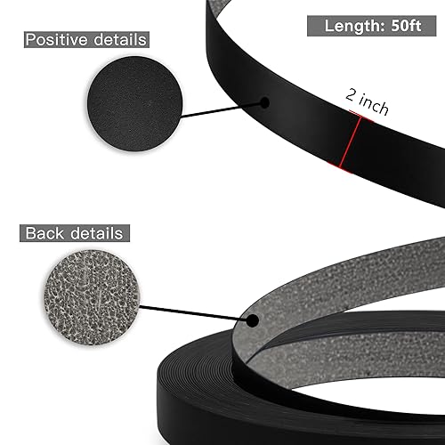 Miniatura 59 de Bandas de borde de PVC, rollo de chapa de 3/4 pulgadas x 25 pies de borde negro, borde flexible previamente pegado, cinta adhesiva con adhesivo 19.7