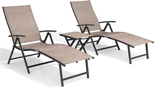 Miniatura 8 de Crestlive Products - Juego de tumbona con mesa Gris claro 2pcs+1 mesa,Marrón 2 piezas+1 mesa,MARRÓN (BROWN-2PCS),Gris oscuro 2 piezas+1 mesa,Gris