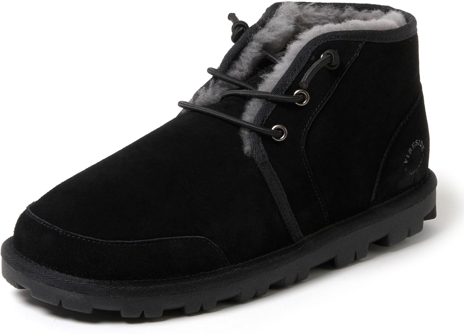 Fireside by Dearfoams Men's Shepparton Shearling Fur Indoor/Outdoor Lace-up Chukka Boot