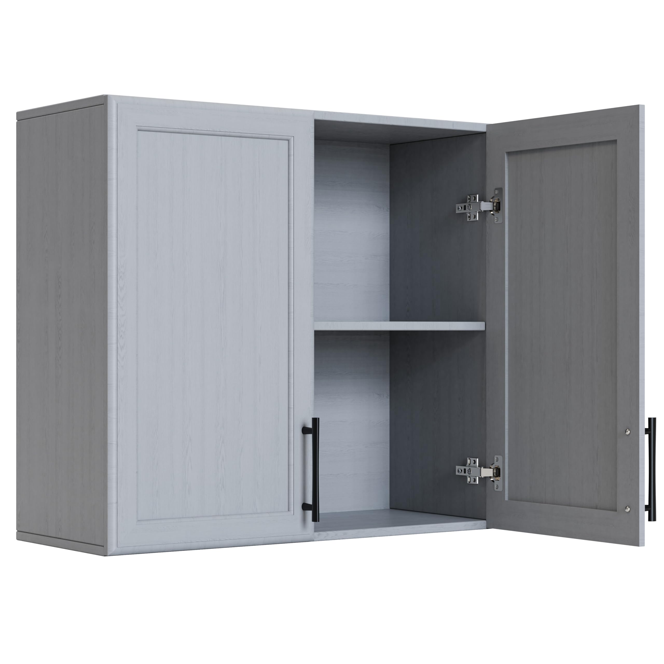 FIMELLO Wall Cabinet, Wooden Medicine Cabinet, Wall Amount Cabinet for Bathroom Laundry Kitchen Garage, Grey