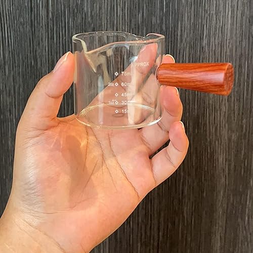 Miniatura 2 de Tazas medidoras de espresso con asa, vaso de chupito de espresso de 2.5 onzas, accesorios de barista, tazas pequeñas de vidrio de borosilicato para