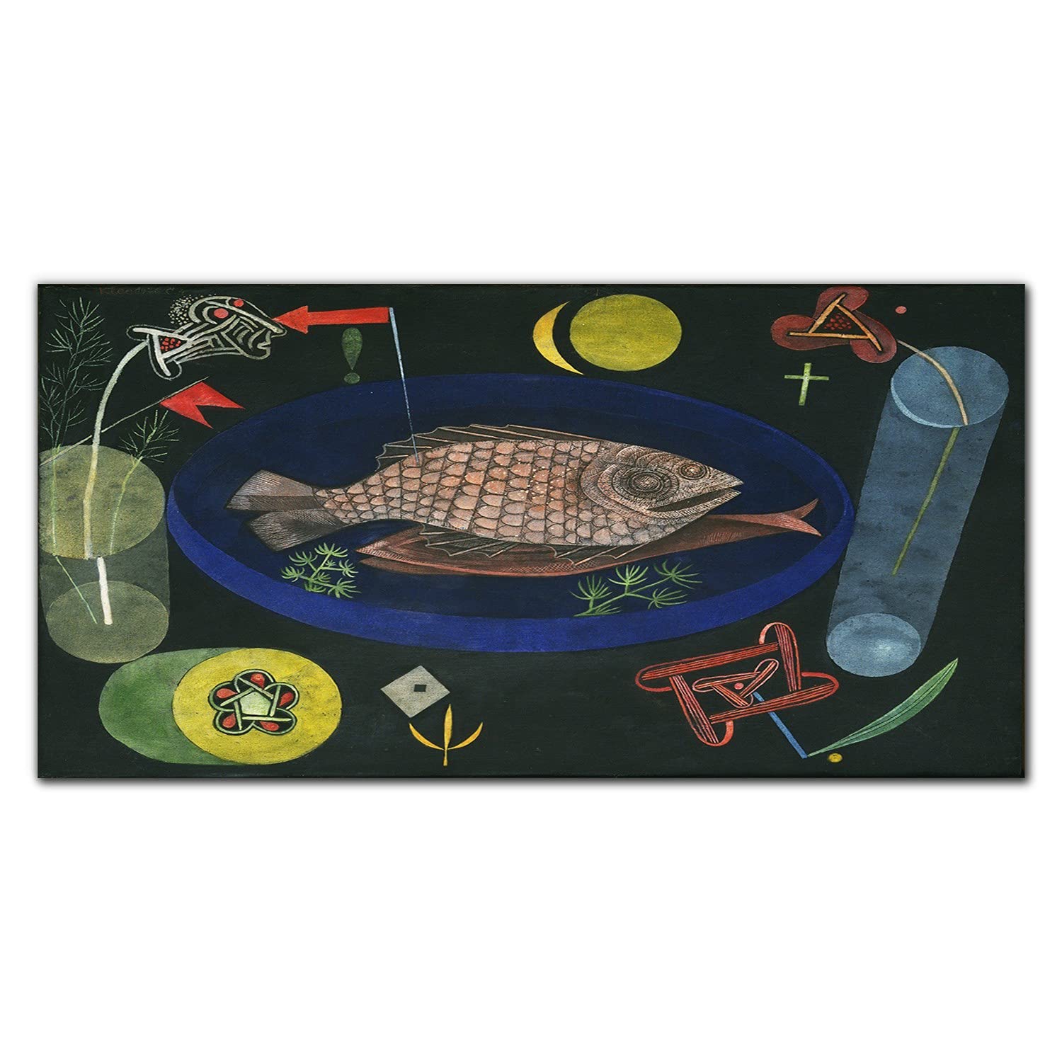 Crédence de cuisine en verre trempé 100x50cm - Autour du Poisson Paul Klee