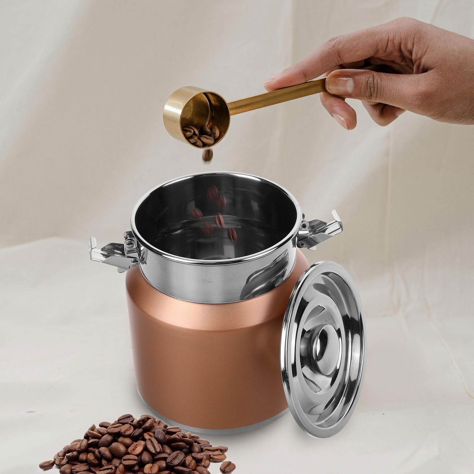 Hemobllo Jarra de Leche de Acero Inoxidable con Tapa Hermética para Almacenamiento Múltiple Recipiente Resistente para Cocina Camping y Alimentos Secos Color Champán