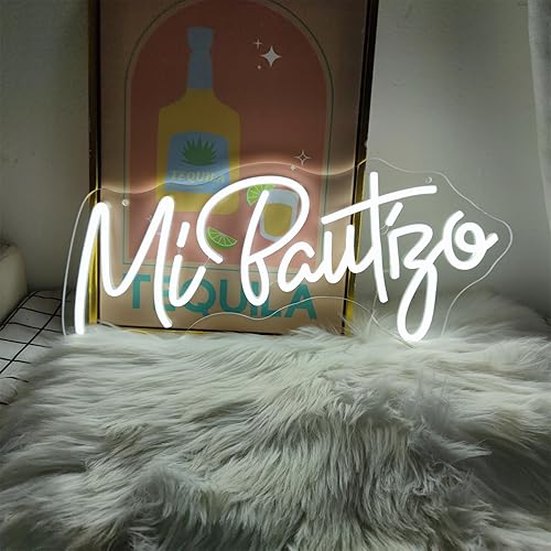 Miniatura 4 de Letrero LED Mi Bautizo para decoración de pared, letrero de neón Mi Bautizo, cartel de 40 pulgadas de Mi Bautizo perfecto para decoración de