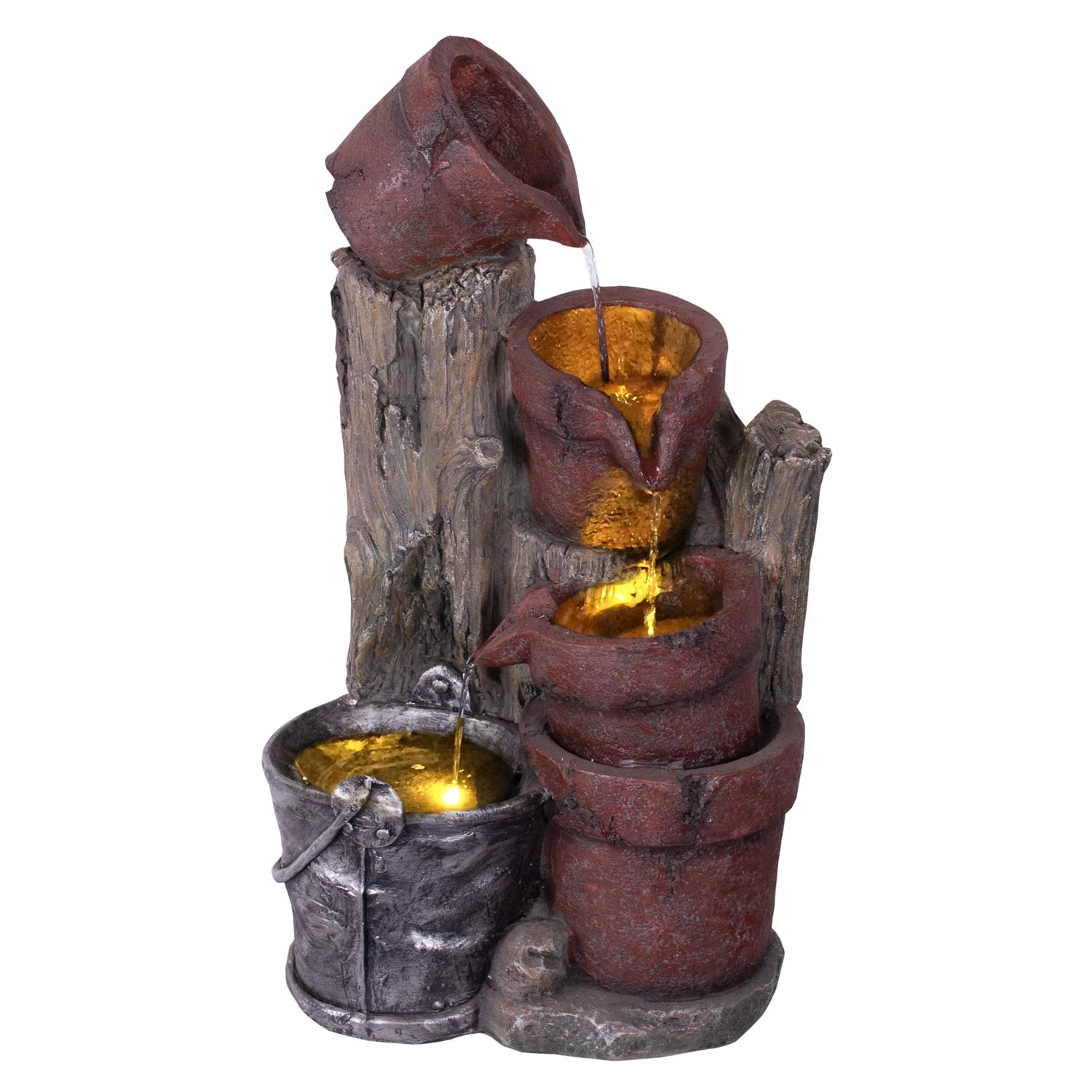 Gartenbrunnen Brunnen Zierbrunnen Zimmerbrunnen Springbrunnen Brunnen Wald-Quelle mit LED-Licht 230V Wasserfall Wasserspiel für Garten