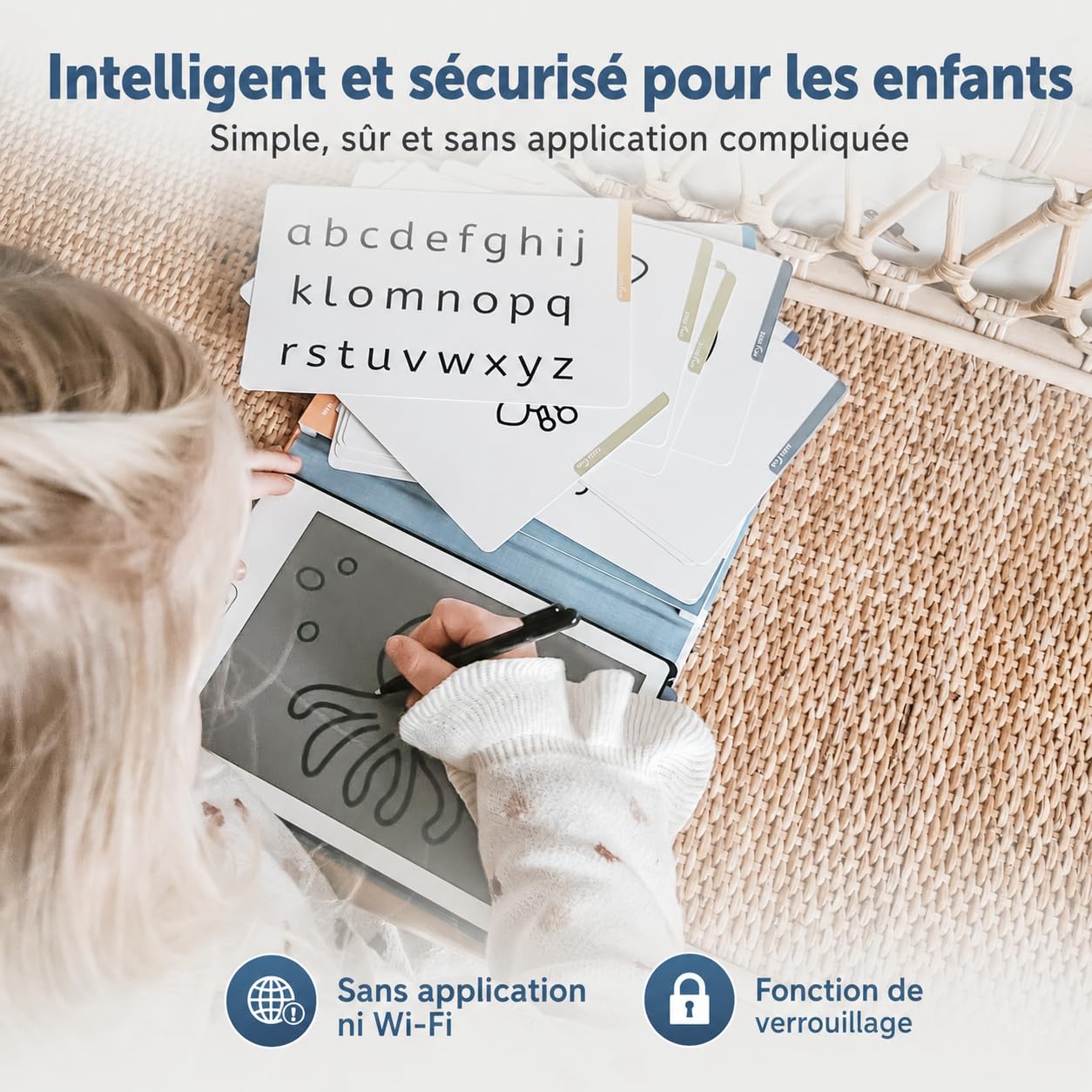 Zazu Fun Tablette à Dessin LCD pour Enfants - 8,5 Pouces Tablette de Dessin avec 40 Cartes de Modèle & Stylo, Fonction d'Effacement & Bouton de Verrouillage - Jouet Éducatif Créatif pour Maison