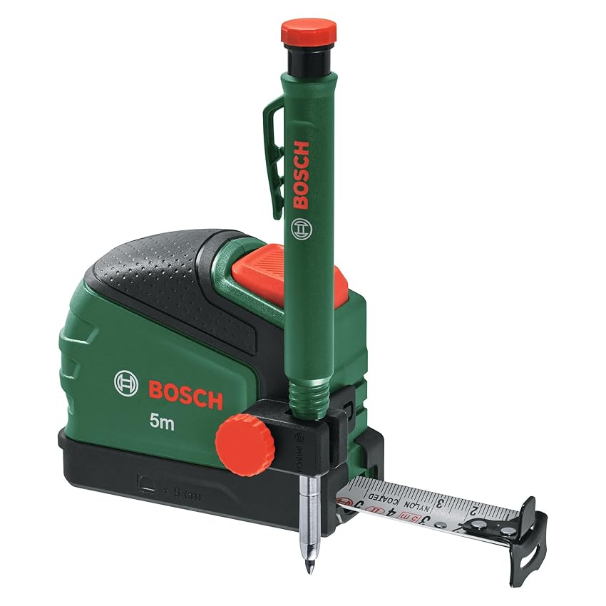 Bosch misur. nastro 5 m + matita evid. fori prof. (clip matita; Auto-Lock; riv. nylon; stab. est. 2 m; scala metr.; alta precisione; clip cintura; Softgrip) - Amazon Edition