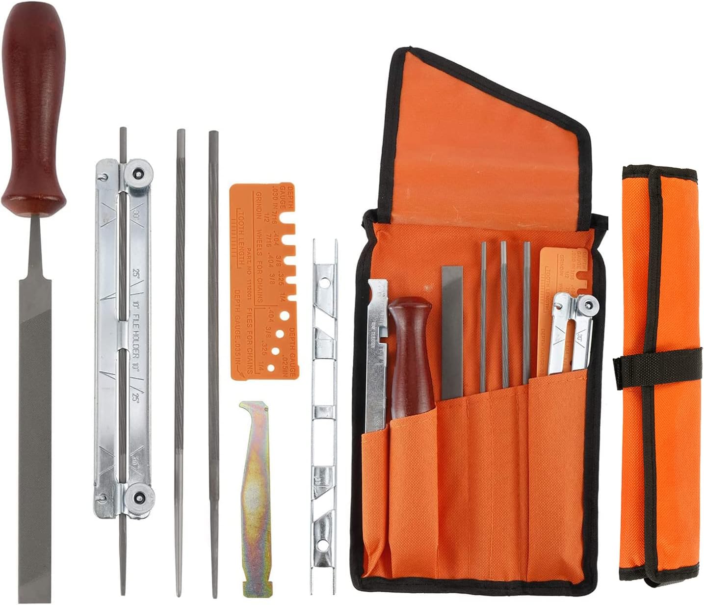 10 Pcs Chainsaw Sharpener File Kit with 5/32 3/16 7/32 Round Files, 6