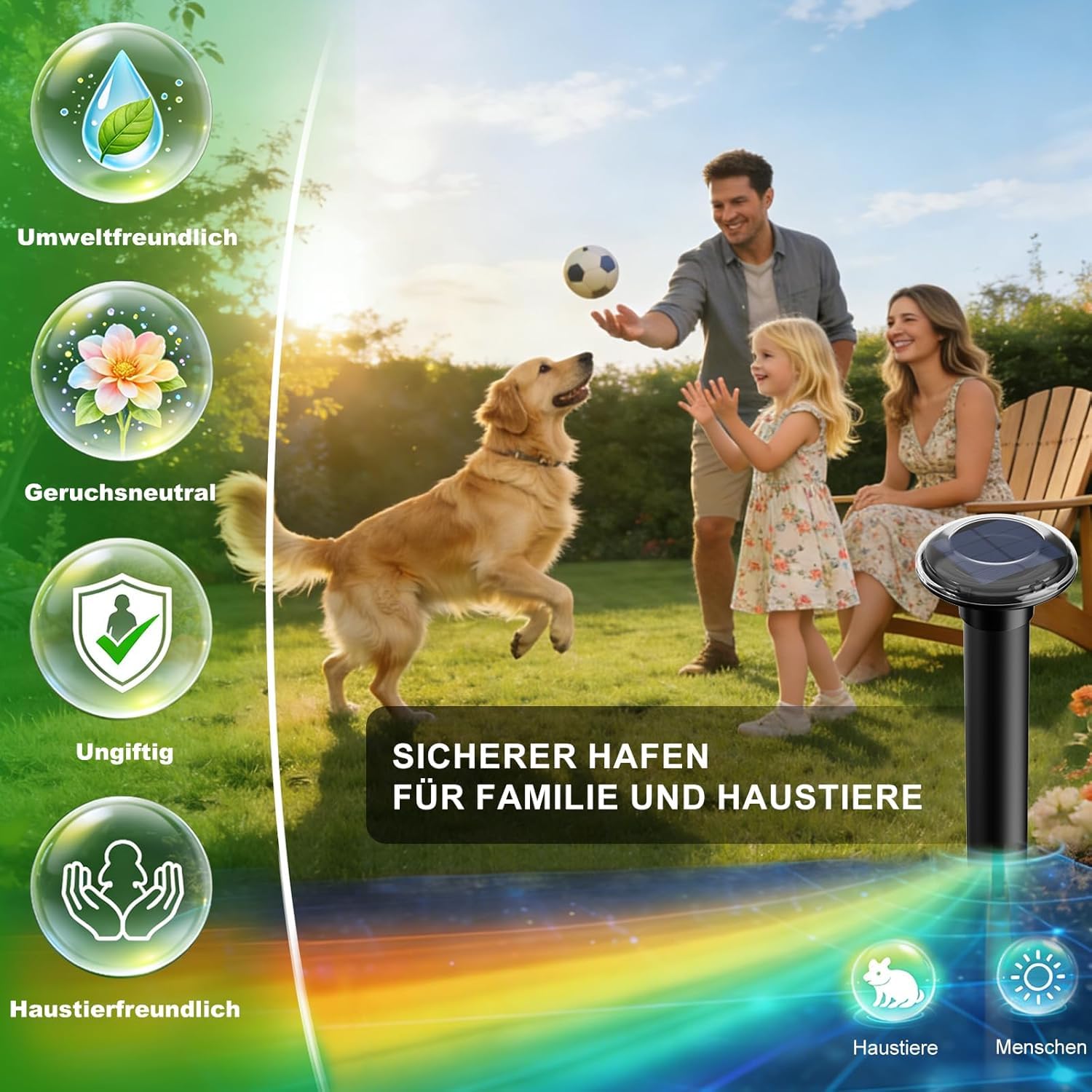 4 Stück Maulwurf Vertreiber, Maximale Abdeckung 900 m² Solar Maulwurfschreck Testsieger Wühlmaus Vertreiben Vibration Wühlmausschreck IP68 Maulwurffal Abwehr gegen Maulwürfe & Wühlmäus