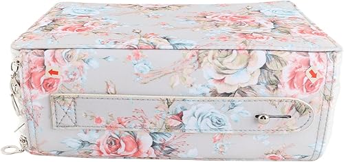Miniatura 8 de Pencil Case with 252 Slots, Multi Layer Portable Pen Holder, Pink Rose Pattern Large Capacity Organizer - Durable PU Material, Hand Strap for Easy