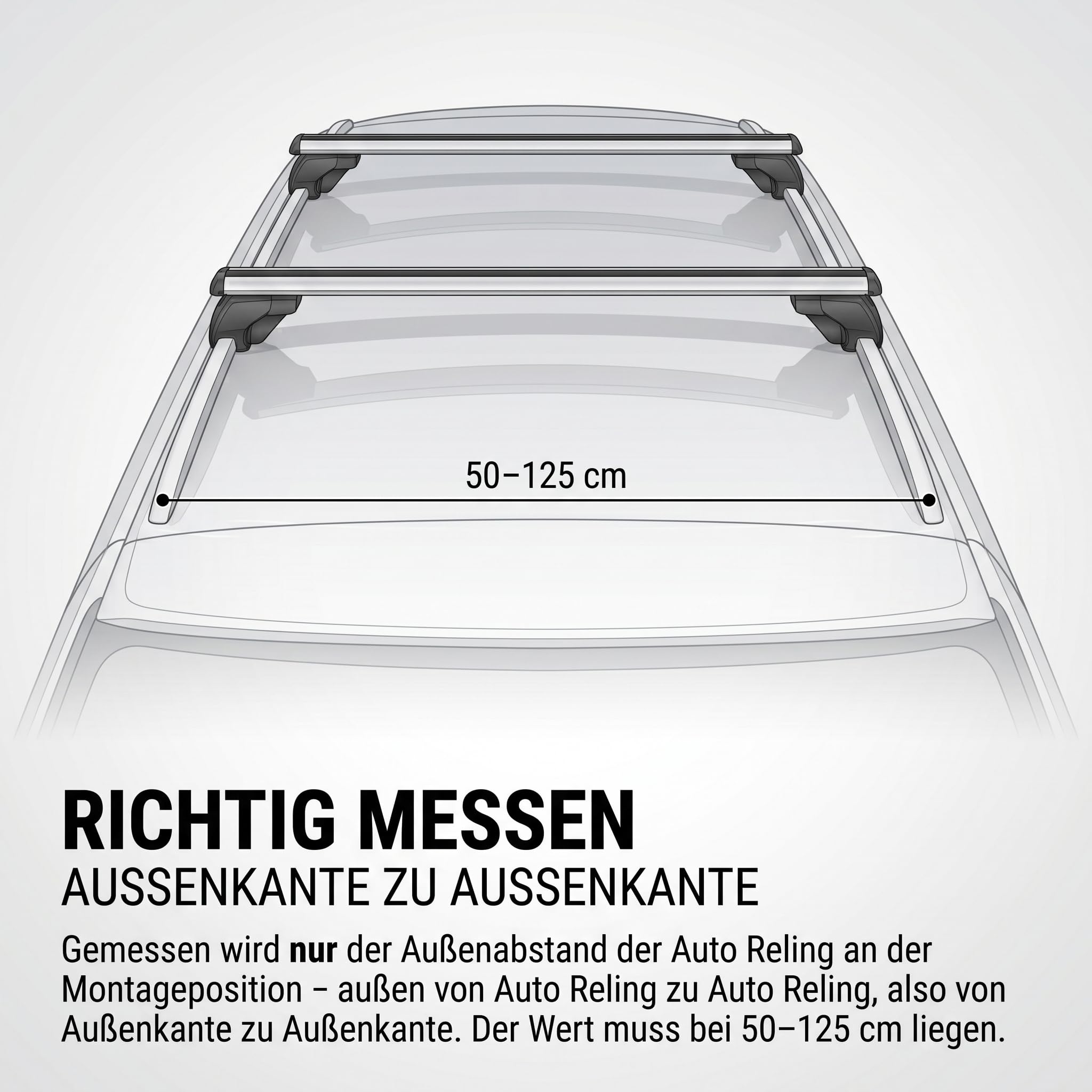 Dachgepäckträger Auto - Dachträger Universal VDP Sherman XL | Auto Dachträger offene Reling | Dachträger für Reling abschließbar | Aluminium Grundträger Dachreling bis 90kg - 135 cm Länge