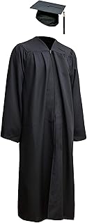 Robe Academicus Complete Set: Academic Talar Made of Satin + Graduation hat with Tassel and Current (!) Year Number