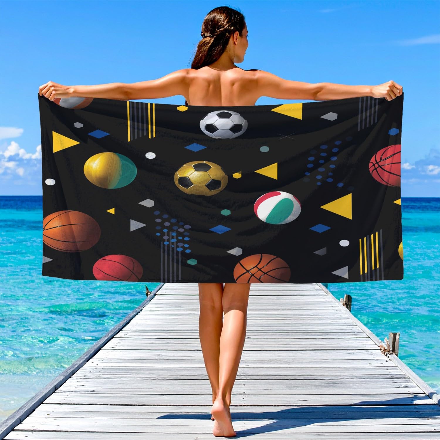 Vintage, Fernöstlicher, Verspielt Strandtuch 230 x 210 cm - Strandtuch trandtuch Leichtdünn Weich Weißäugige Schwarze Katze, Goldfisch, Pflanzen,für Strand, Pool, Yoga, Picknick