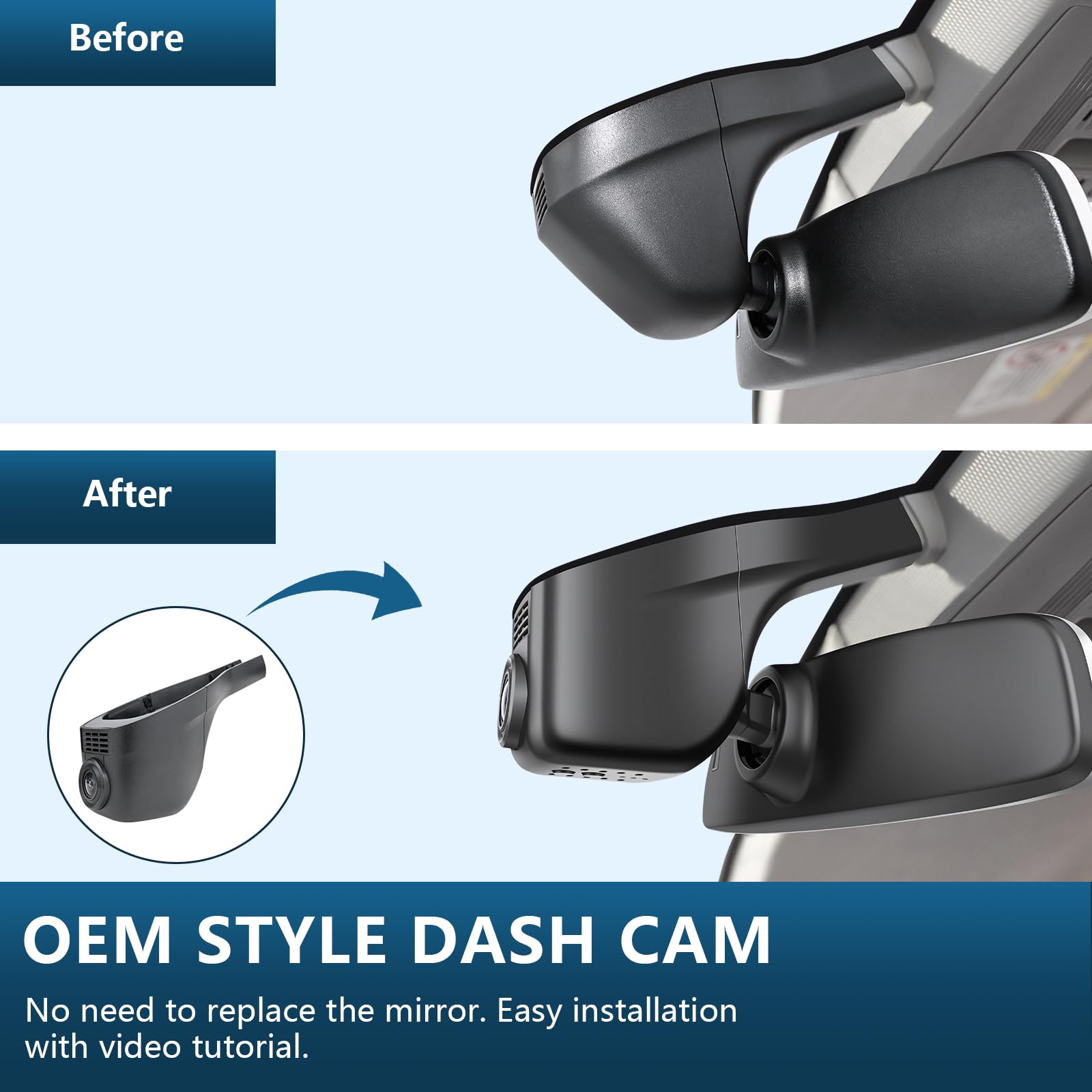 4K Dash Cam Custom fit for VW Touran 2016 2017 2018 2019 2020 2021 2022 2024 (Model A Black),Trendline Comfortline Highline R-Line OEM Look, UHD 2160P Video, App & WiFi, Loop Recording, 64GB Card