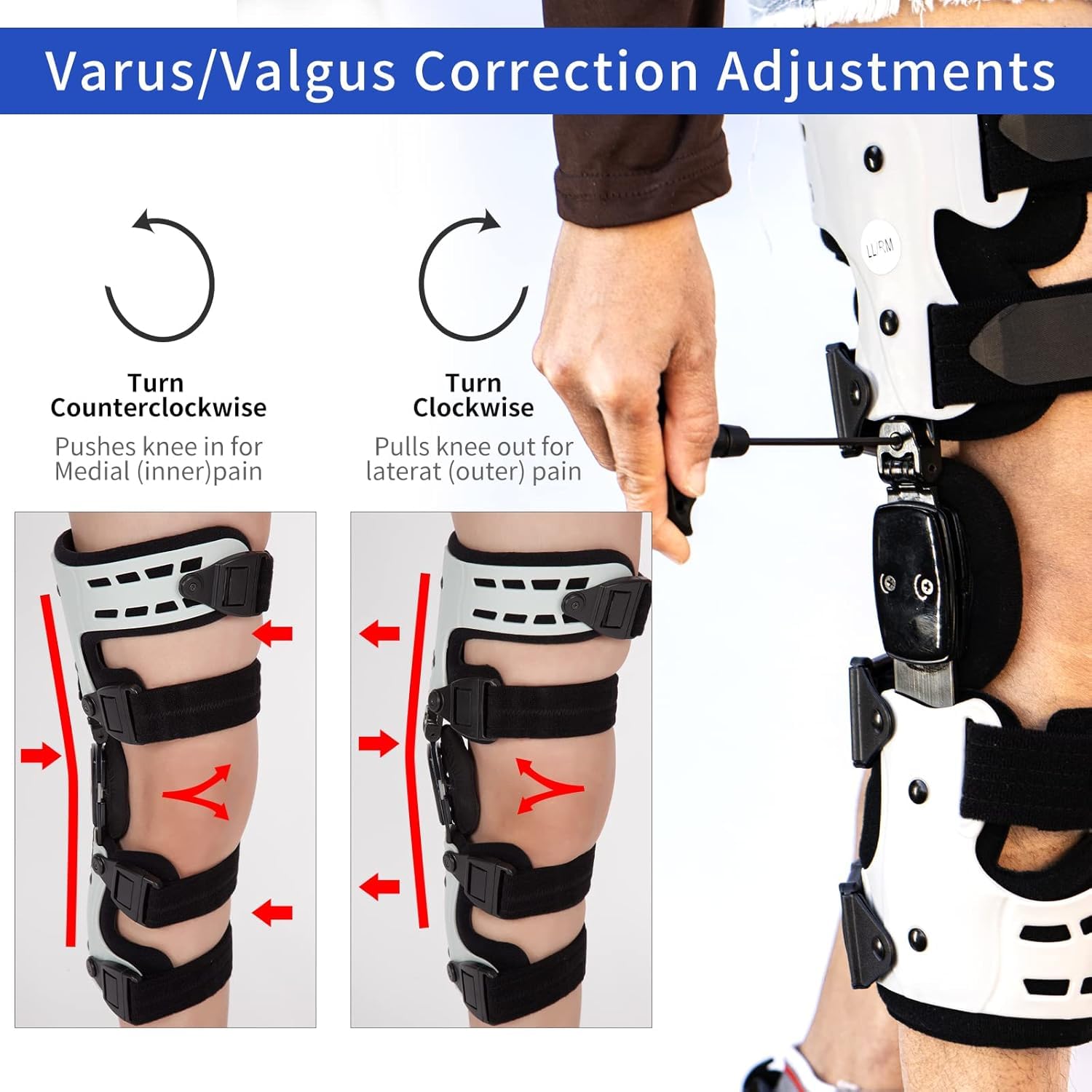 OA - Rodillera descargadora, soporte de rodilla para osteoartritis, dolor de artritis, necrosis avascular, hueso sobre hueso, dolor articular y degeneración (derecha)