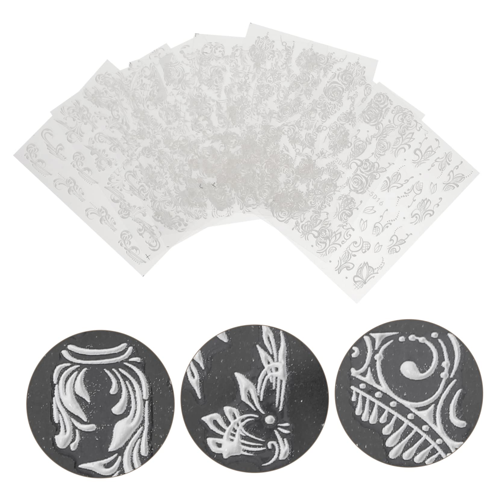 2 Set Adesivi Per Unghie Embossed Flower Nail Stickers Decorazioni Per Nail Art Set Per Feste E Speciali Sicuri E Impermeabili Facili Applicare 8 Fogli*2