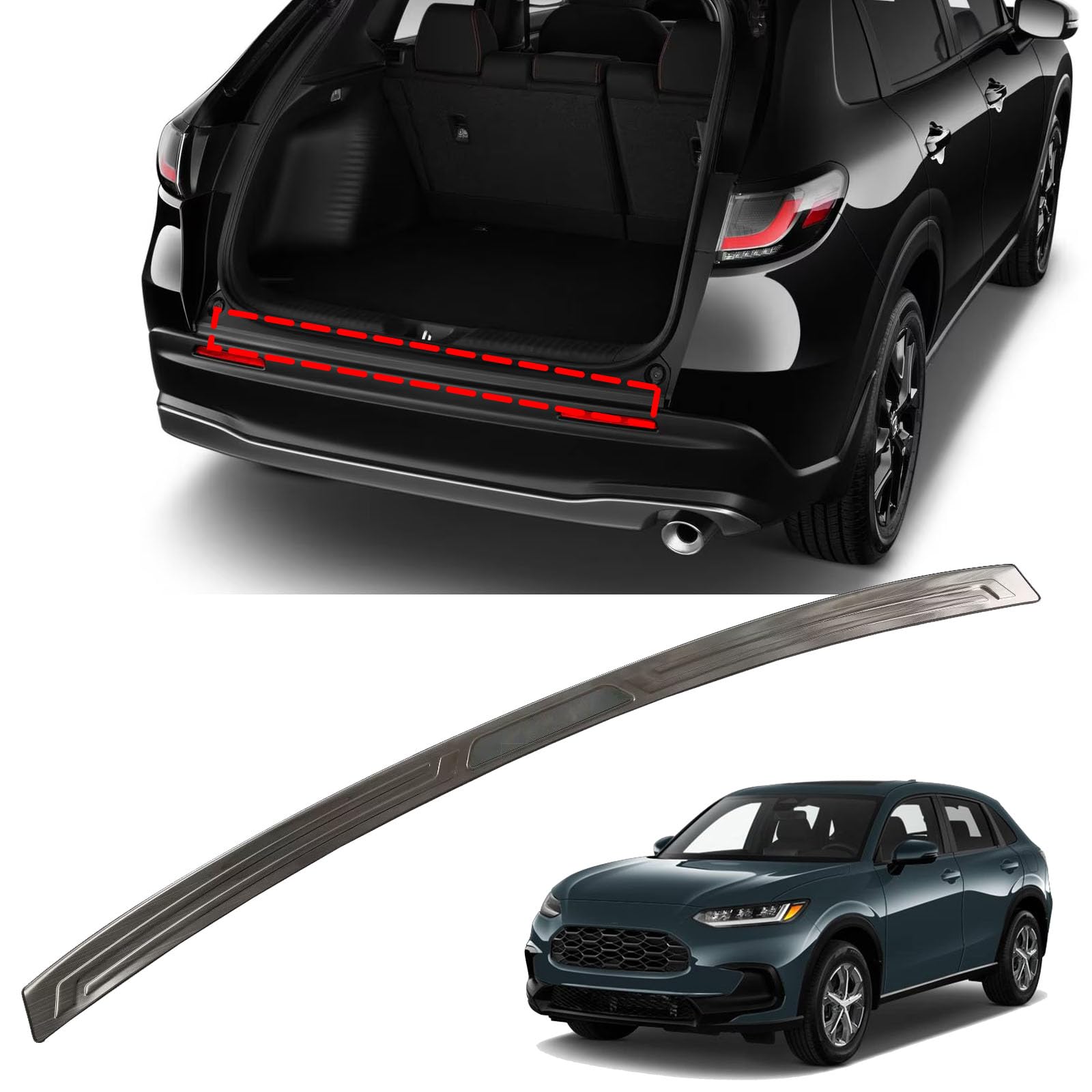 for Honda HR-V HRV 2023 2024 2025 Accessories, Car Rear Bumper Protector, Auto Parts Tailgate Back Trunk Door Sill Cover Scuff Plate Strip Guard