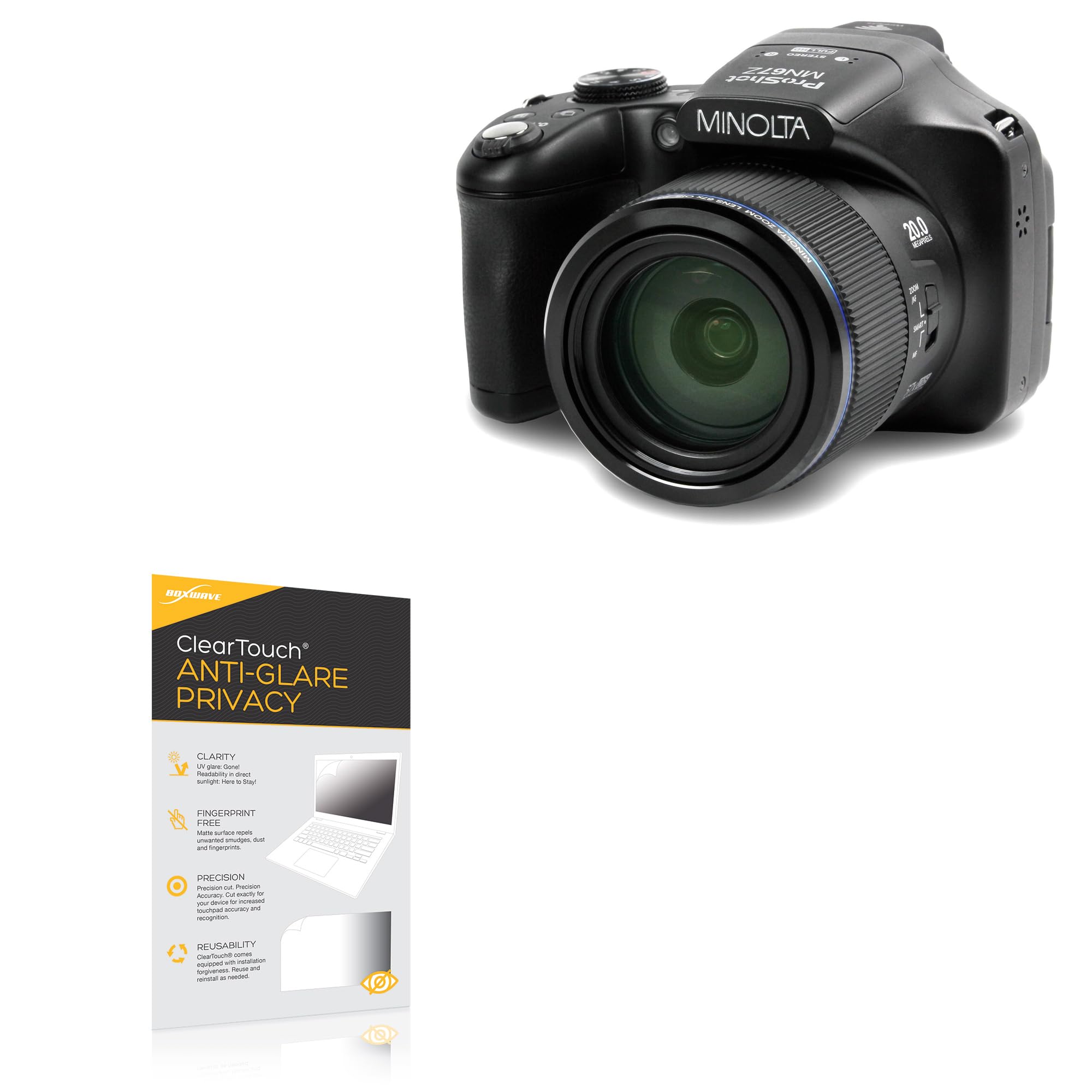 BoxWave Screen Protector Compatible with Minolta MN67Z - ClearTouch Anti-Glare Privacy (2-Pack), Privacy Screen Protector Flexible Film Anti-Glare