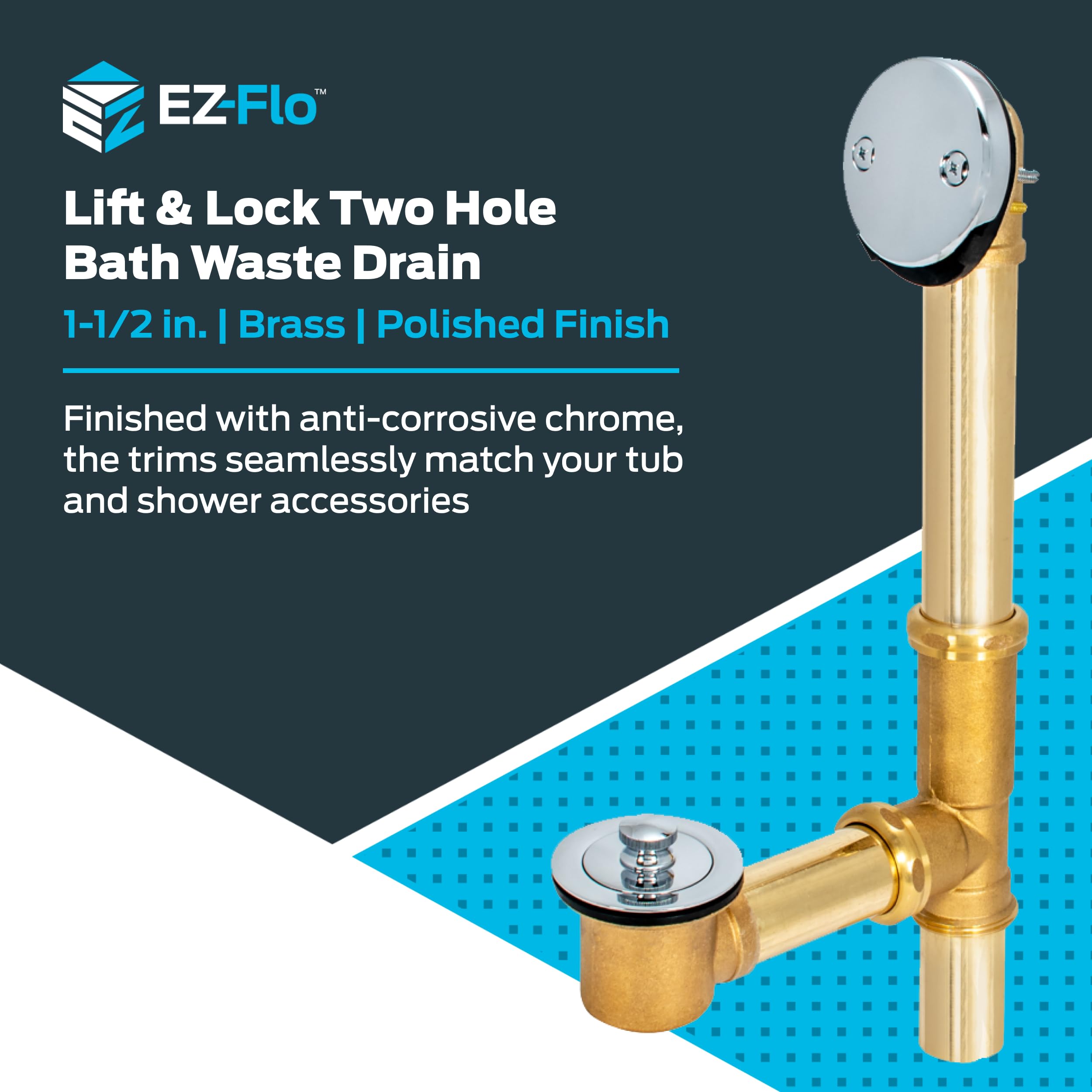 Amazon.com: EZ-FLO 1-1/2 Inch Lift and Lock Two-Hole Bath