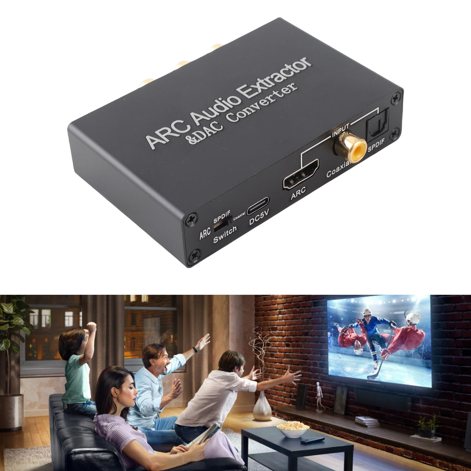 Extractor de Sonido ARC, Retorno de Audio HDMI ARC, Convertidor de Audio DAC, Puerto de Auriculares Coaxial SPDIF óptico de 3,5 Mm para TV de Cine en casa.