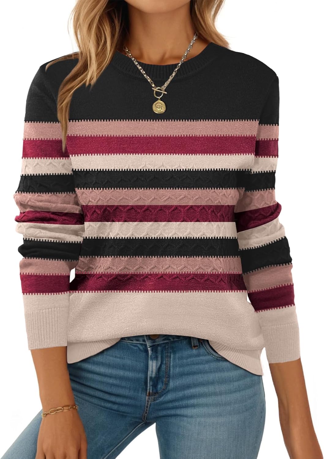 Zeagoo Womens Sweaters Long Sleeve Tops Crew Neck Knit Pullover Sweaters Fall Fashion 2025 Dressy Casual Basic Clothes