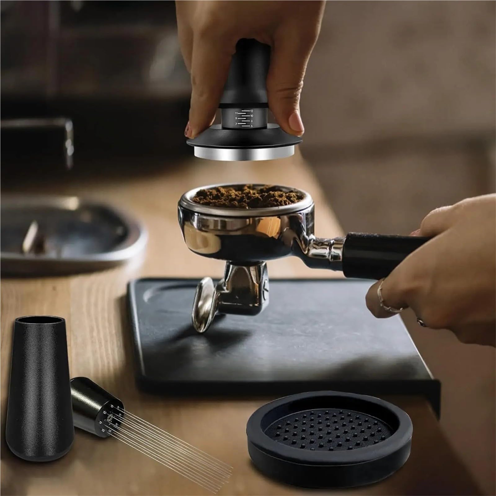 Herramientas De Café 4 Piezas Tamper De Café Ajustable Con Escala