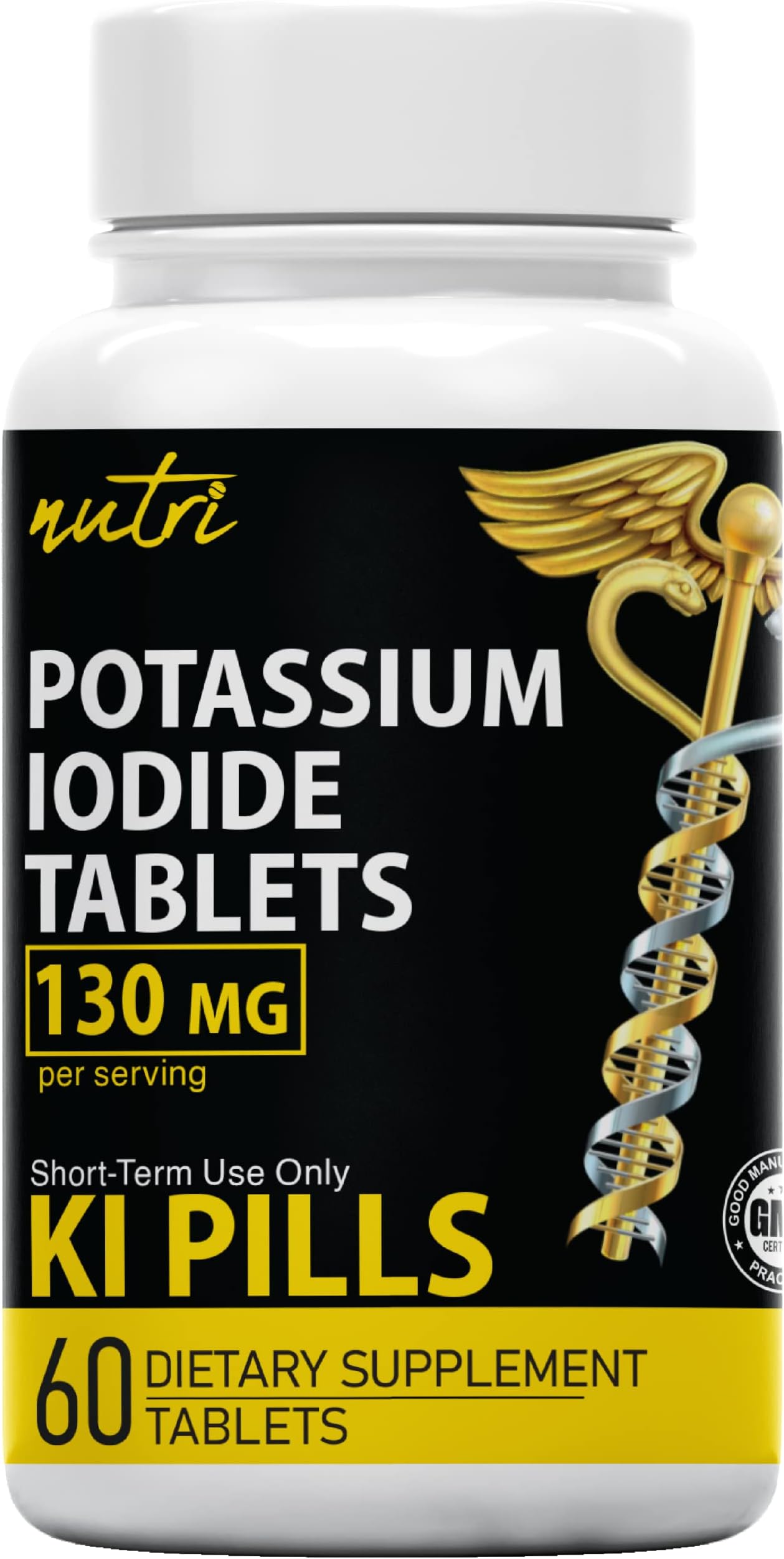 Potassium Iodide Radiation Tablets 130 mg - (60 Tablets) EXP 10/2032 - Ki Pills Potassium Iodine Tablets for Radiation - Potassium Iodine Pills YODO Naciente, Anti Nuclear Fallout Pills