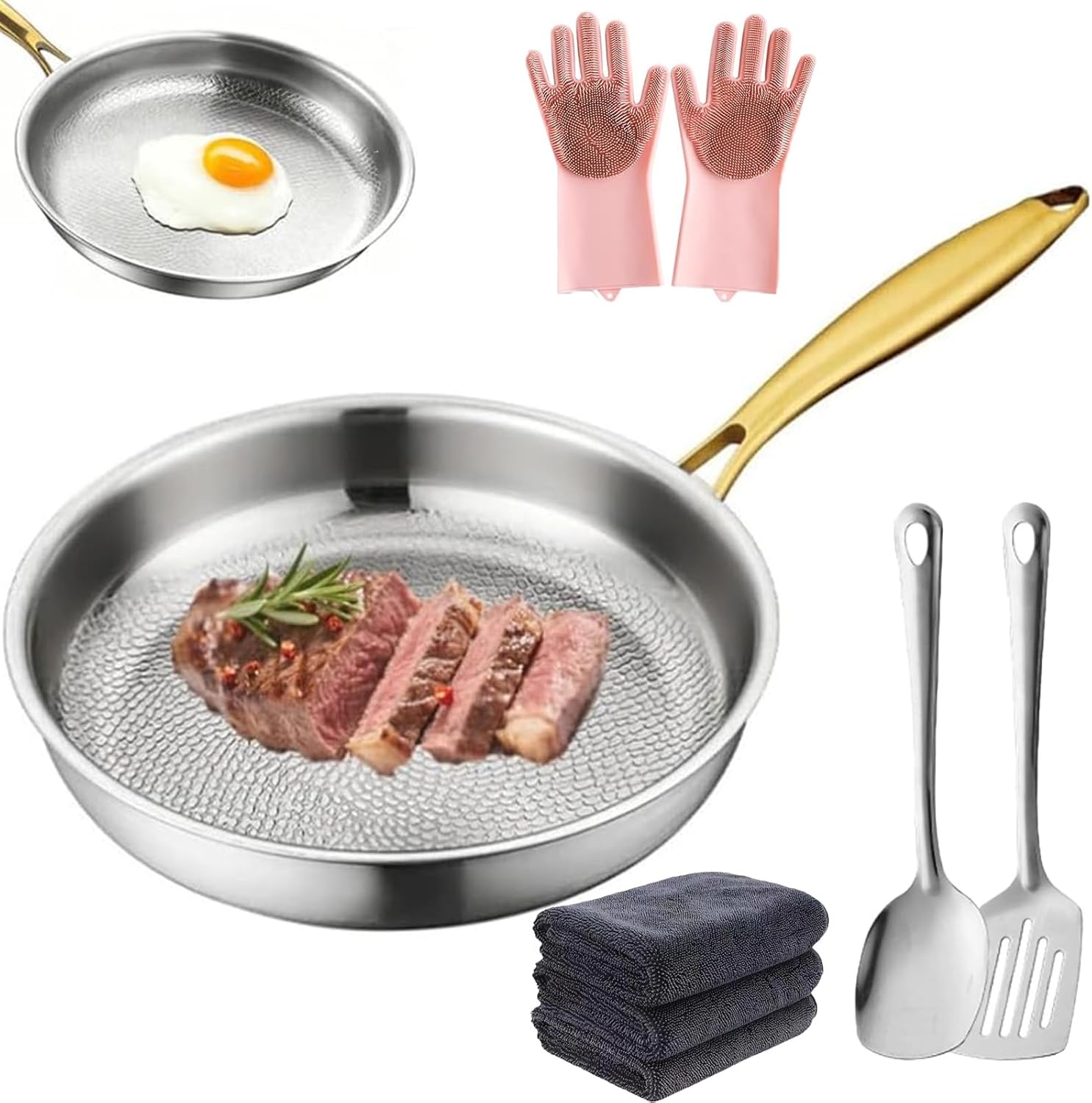 Titanium Frying Pan Pro, 2026 New Upgraded Thickened 4 Sizes 100% Titanium Pans for Cooking Non Stick with Lid, Up to 500°F, No Coating & Lasts A Lifetime (No Lid, 10.23in)