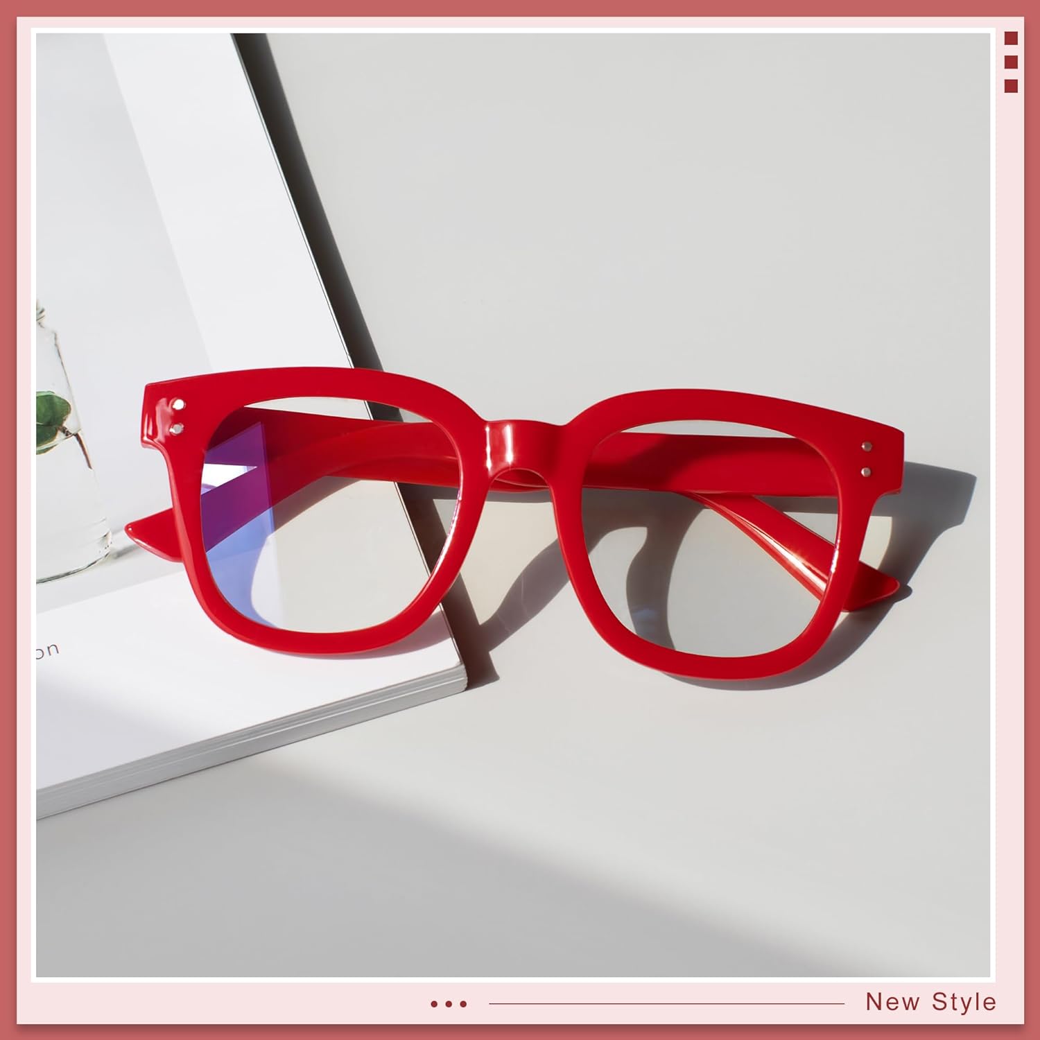 Madison Avenue Blue Light Blocking Glasses Oversized Fashion Blue Light Glasses for Women Anti Eyestrain & UV Protection Computer Eyeglasses (Red) - Image 7