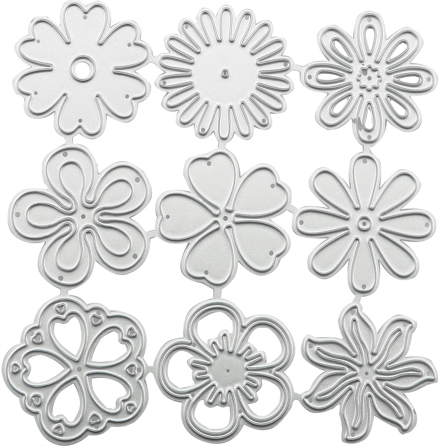 CHENJIN 1 Set of Flower Cutting Die Template Nine Piece Set Carbon Steel Die Cuts for Card Making Symmetry Floral Pattern Snowflake Dies Stencil for Crafting Scrapbooking DIY Photo Album