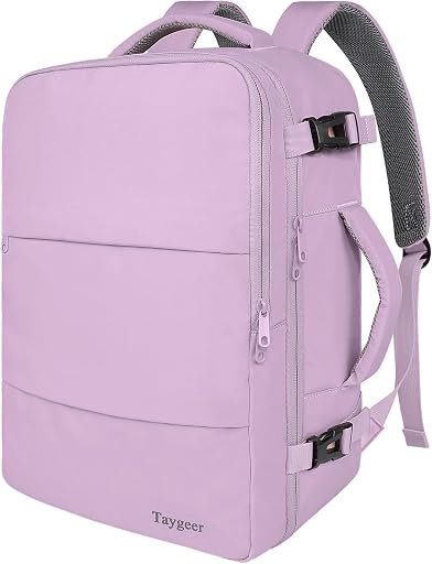 Taygeer Large Backpack for Women Travel Bag, Luggage Backpack for College Women with 15.6inch Laptop Compartment & Shoe Pouch, Carryon Bag for Airplane Business Travel Essentials, Orchid Purple
